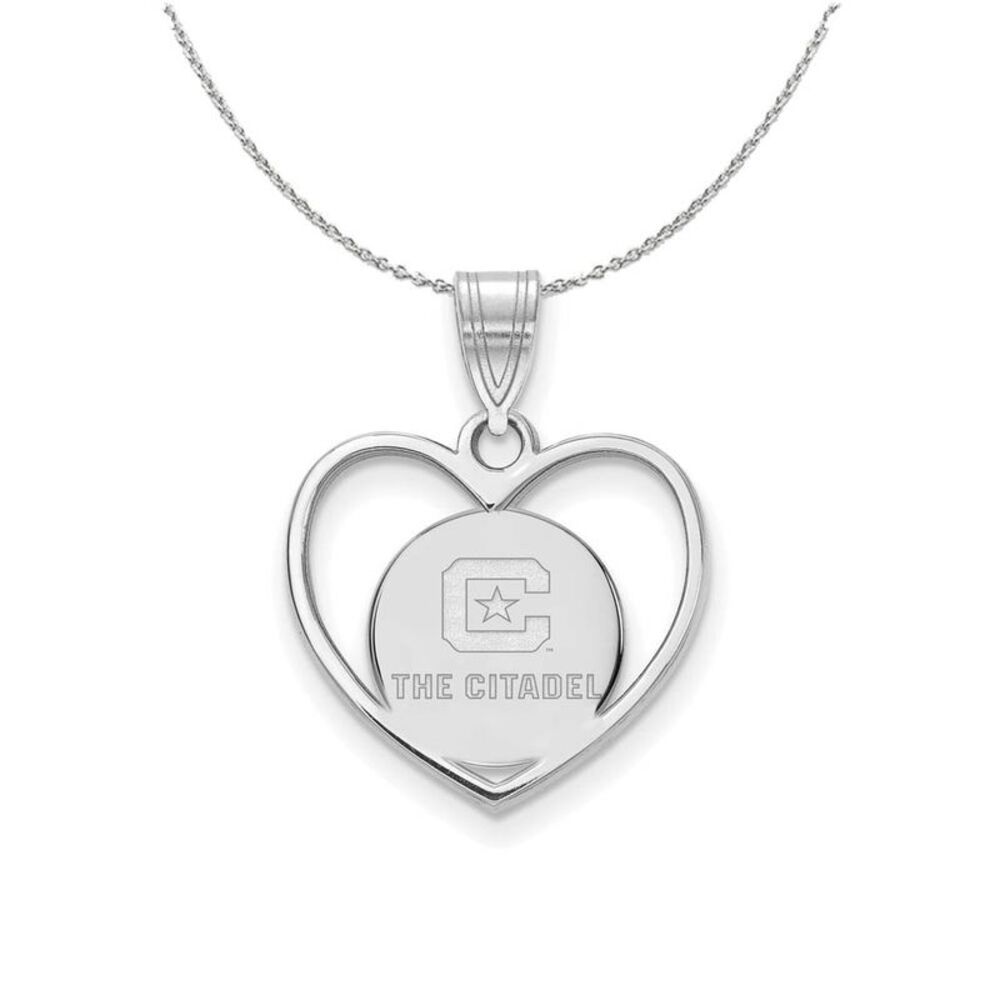 Rhodium Plated Sterling Silver The Citadel Heart Necklace, 24 Inch